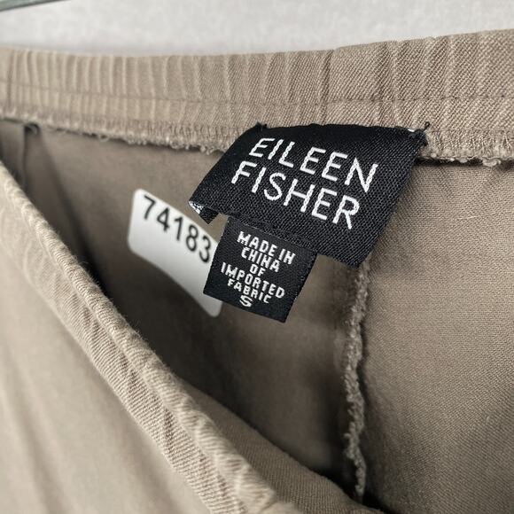 EILEEN FISHER Pants S Stretch Organic Cotton Twill Tapered Ankle Side Zip Gray - Picture 15 of 15